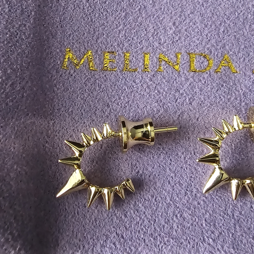 Melinda Maria  Small Gold Spike Hoop Earrings